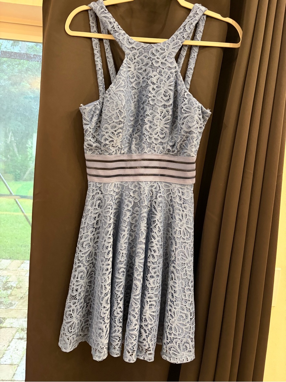 City Studio Blue Lace Fit & Flare Dress Size 7